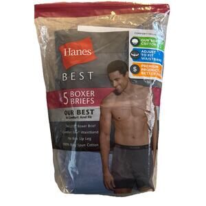 Hanes Men's 5-Pack Best Boxer Brief Size S Blue Pack NEW